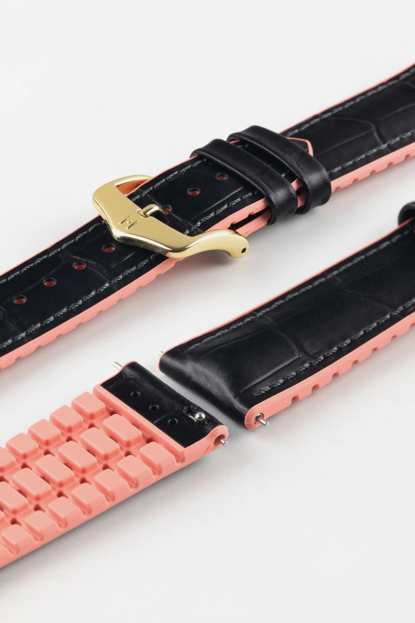 Hirsch ANDY Performance Watch Strap in BLACK & SALMON - Image 8