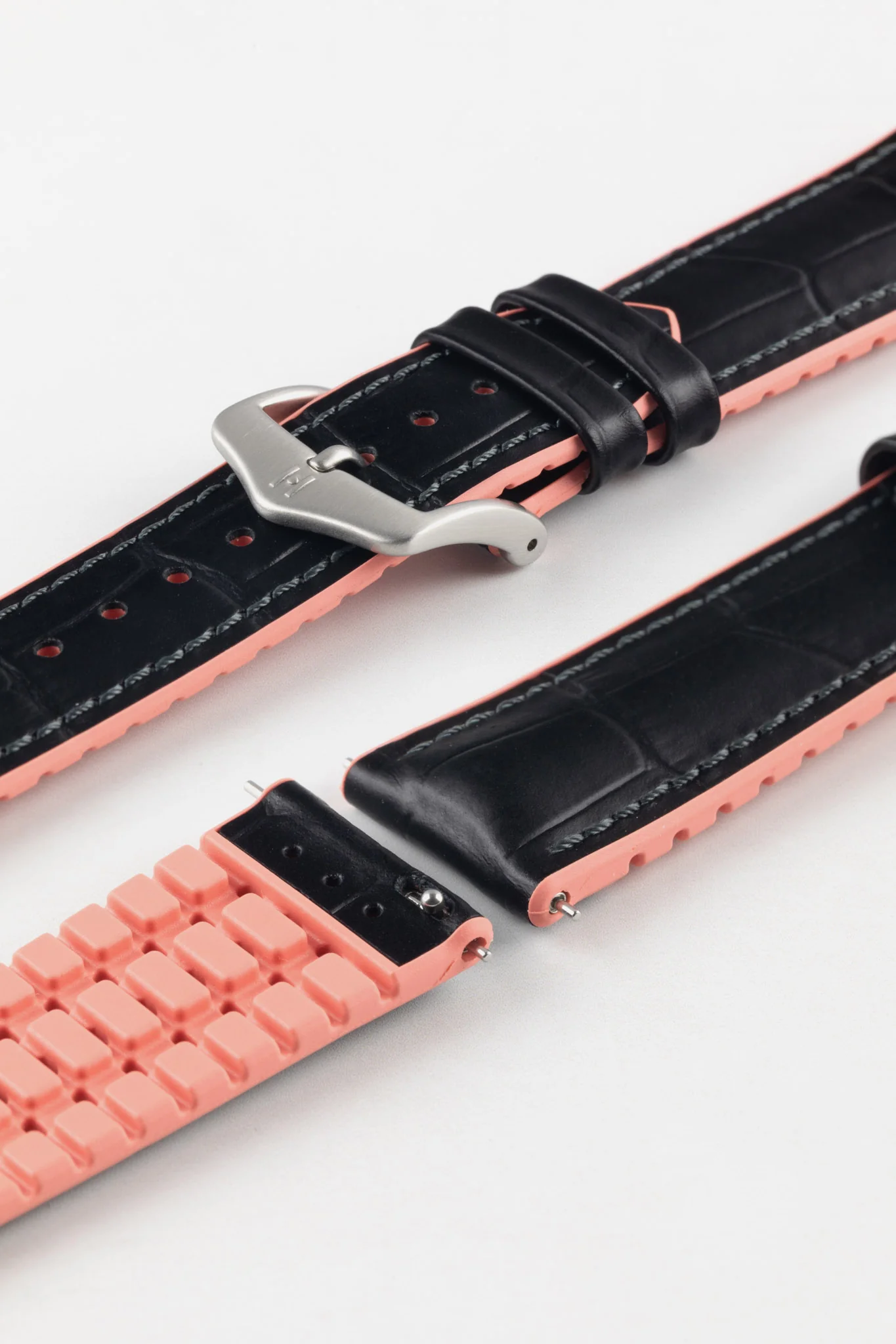 Hirsch ANDY Performance Watch Strap in BLACK & SALMON - Image 9
