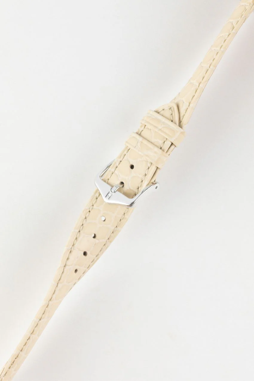 Hirsch ARISTOCRAT Croco-Embossed Leather Watch Strap in BEIGE - Image 5