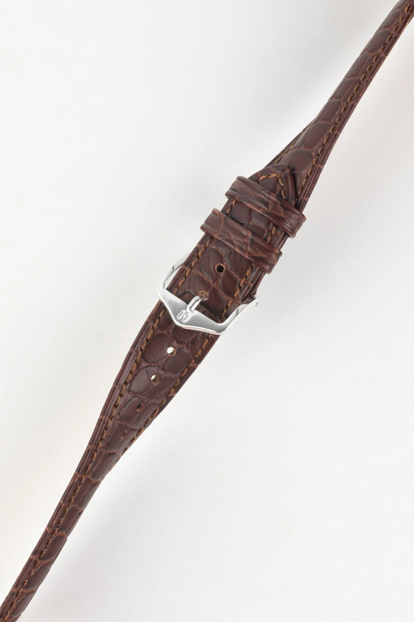 Hirsch ARISTOCRAT Croco-Embossed Leather Watch Strap in BROWN - Image 5