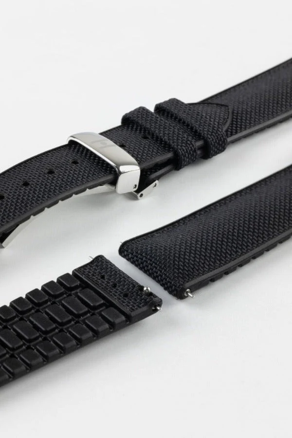 Hirsch ARNE Animal-Free Sailcloth Effect Performance Watch Strap - BLACK - Image 11
