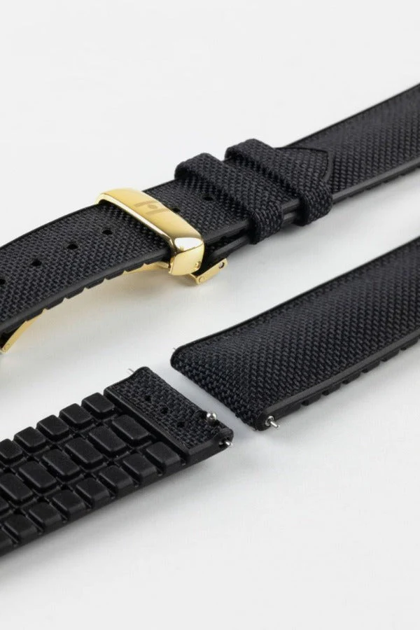 Hirsch ARNE Animal-Free Sailcloth Effect Performance Watch Strap - BLACK - Image 12