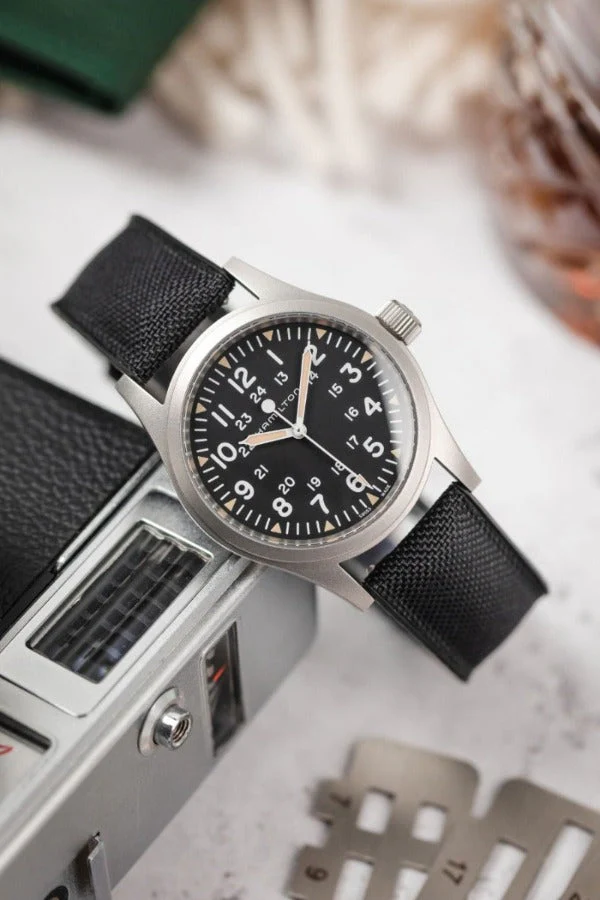 Hirsch ARNE Animal-Free Sailcloth Effect Performance Watch Strap - BLACK - Image 6
