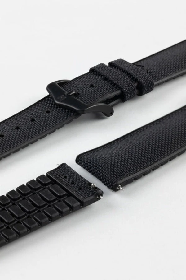 Hirsch ARNE Animal-Free Sailcloth Effect Performance Watch Strap - BLACK - Image 9
