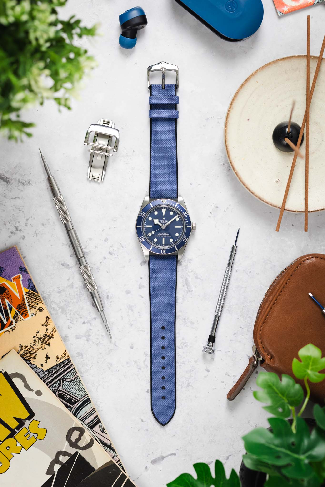 Hirsch ARNE Animal-Free Sailcloth Effect Performance Watch Strap - BLUE - Image 14