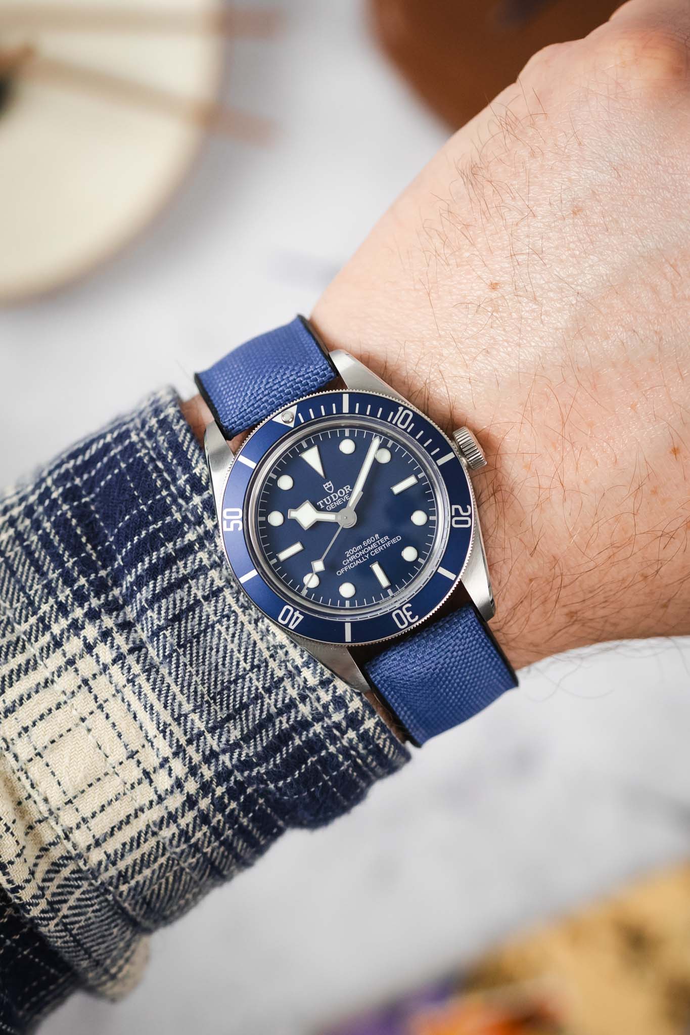Hirsch ARNE Animal-Free Sailcloth Effect Performance Watch Strap - BLUE - Image 2
