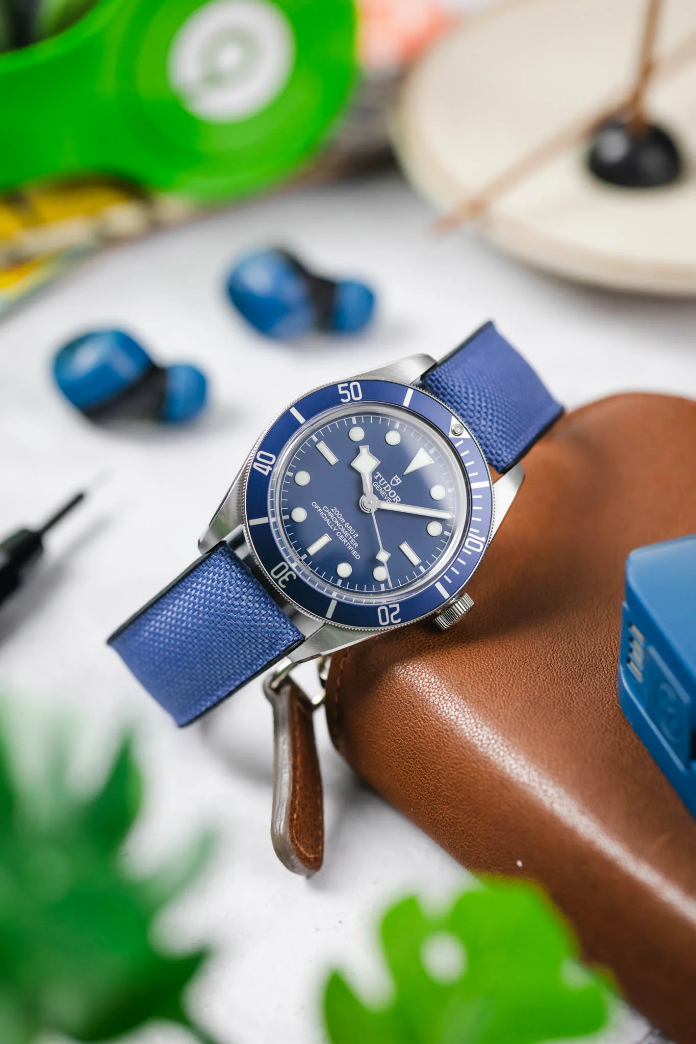 Hirsch ARNE Animal-Free Sailcloth Effect Performance Watch Strap - BLUE - Image 4