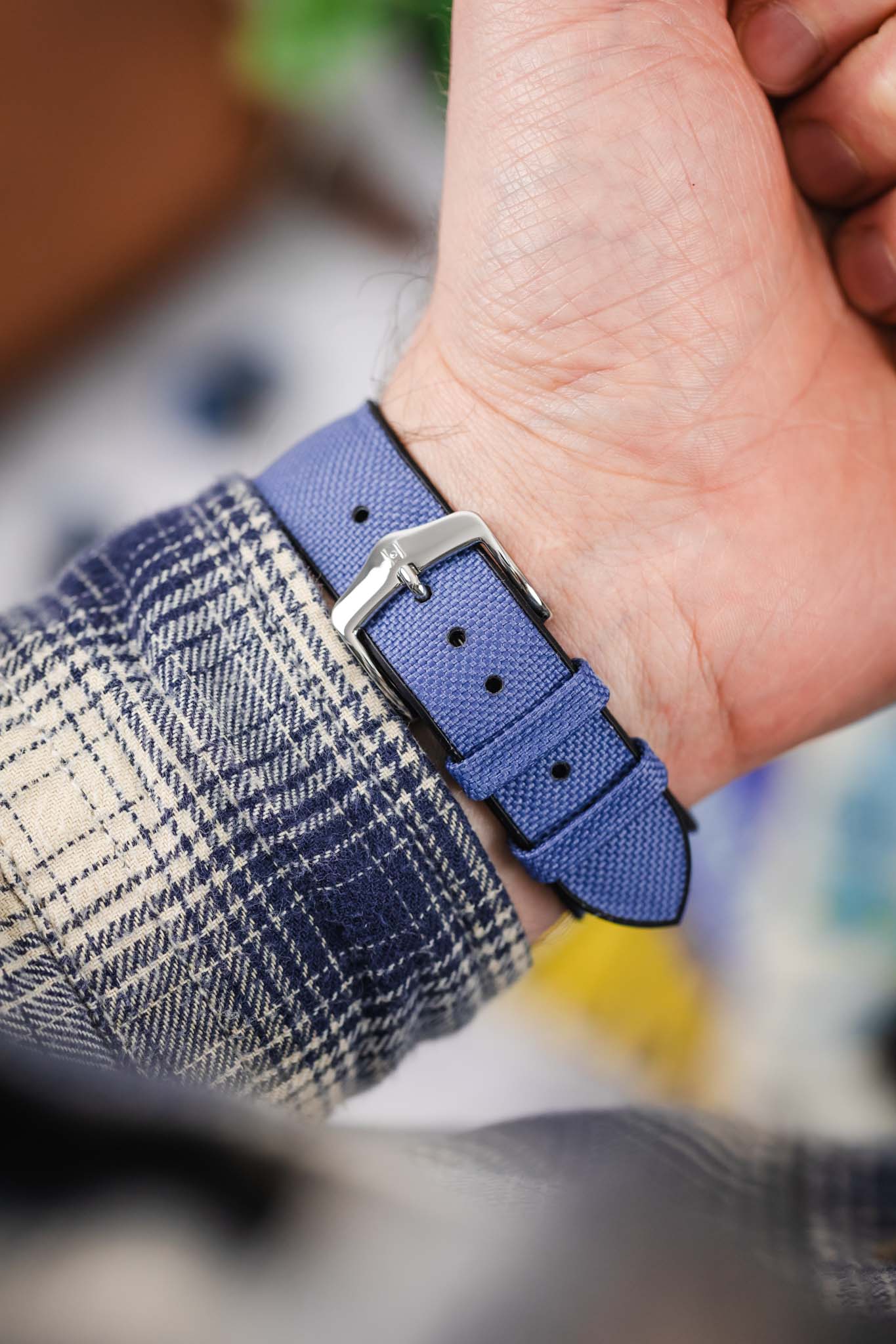 Hirsch ARNE Animal-Free Sailcloth Effect Performance Watch Strap - BLUE - Image 6