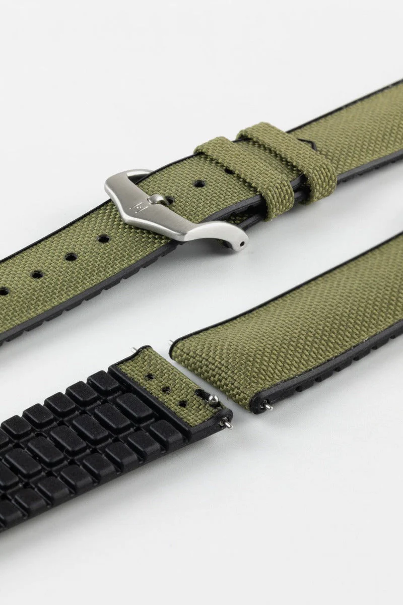 Hirsch ARNE Sailcloth Effect Performance Watch Strap - GREEN - Image 10