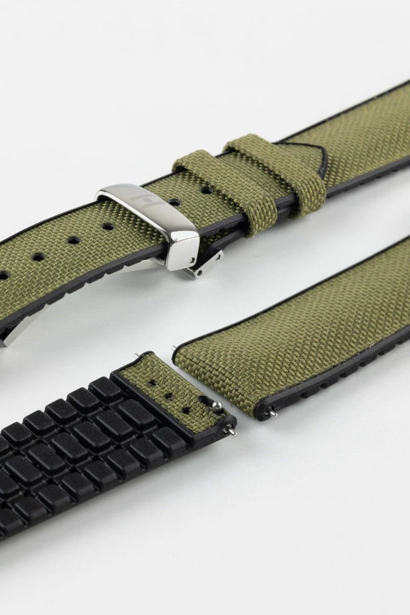 Hirsch ARNE Sailcloth Effect Performance Watch Strap - GREEN - Image 11