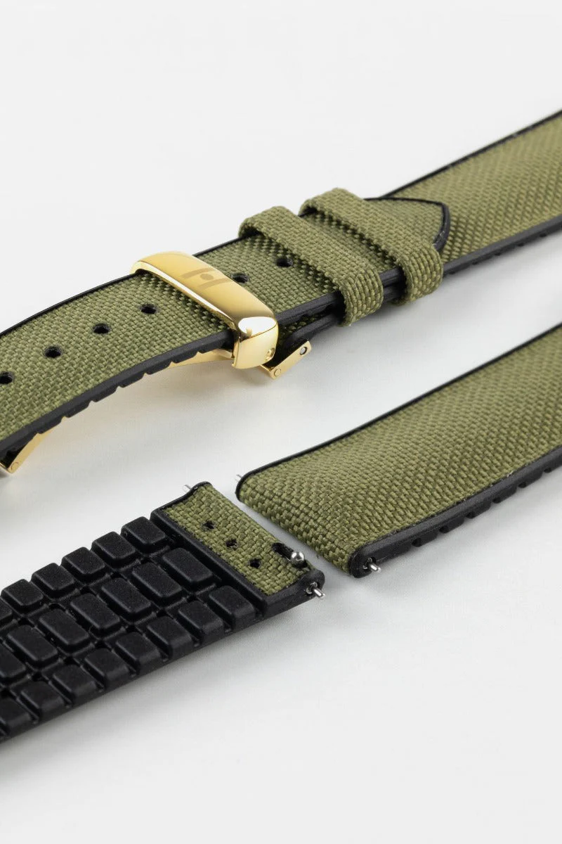 Hirsch ARNE Sailcloth Effect Performance Watch Strap - GREEN - Image 12