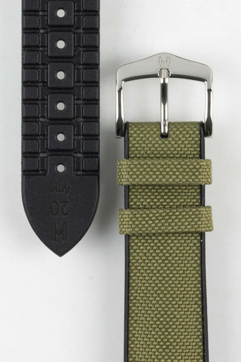 Hirsch ARNE Sailcloth Effect Performance Watch Strap - GREEN - Image 3