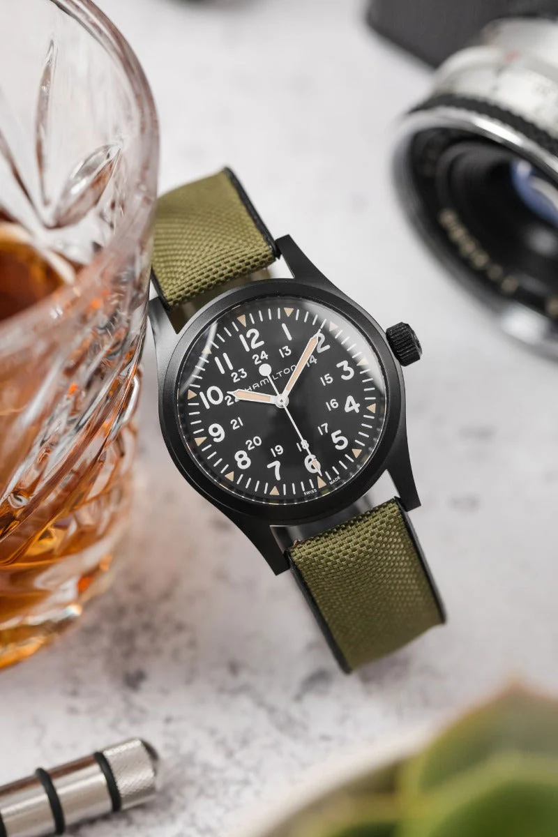 Hirsch ARNE Sailcloth Effect Performance Watch Strap - GREEN - Image 4