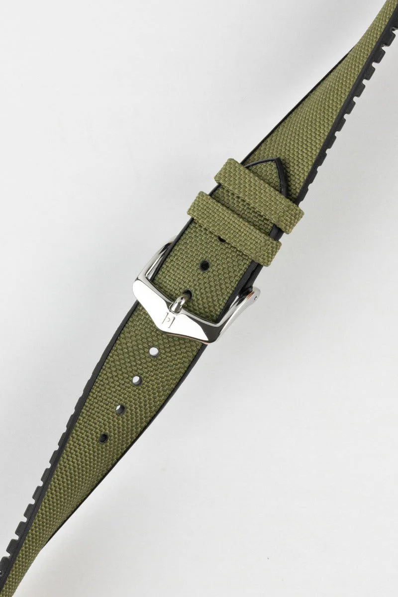 Hirsch ARNE Sailcloth Effect Performance Watch Strap - GREEN - Image 5
