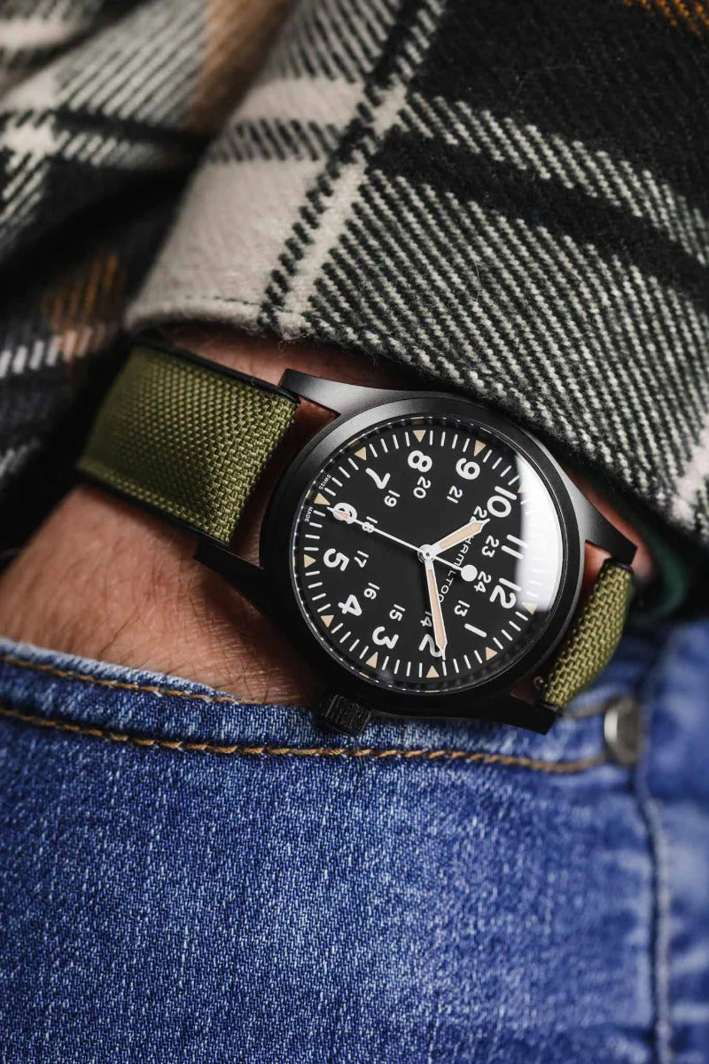 Hirsch ARNE Sailcloth Effect Performance Watch Strap - GREEN - Image 6