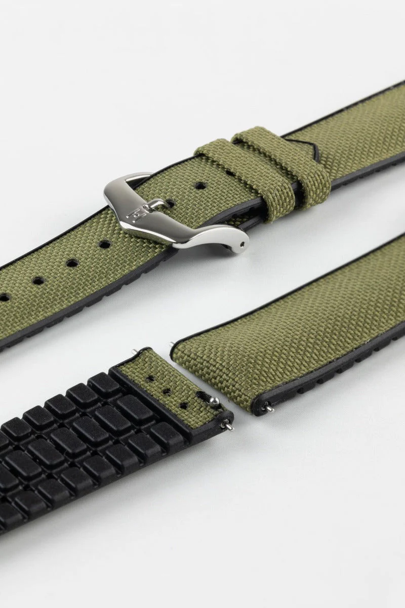 Hirsch ARNE Sailcloth Effect Performance Watch Strap - GREEN - Image 7