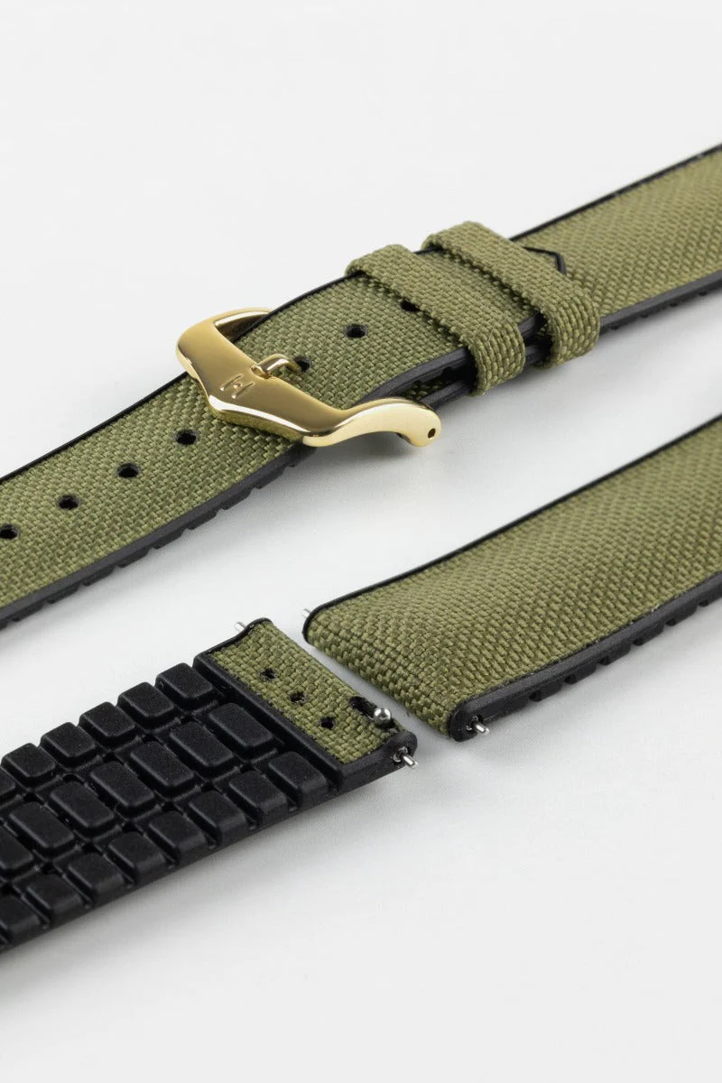 Hirsch ARNE Sailcloth Effect Performance Watch Strap - GREEN - Image 8