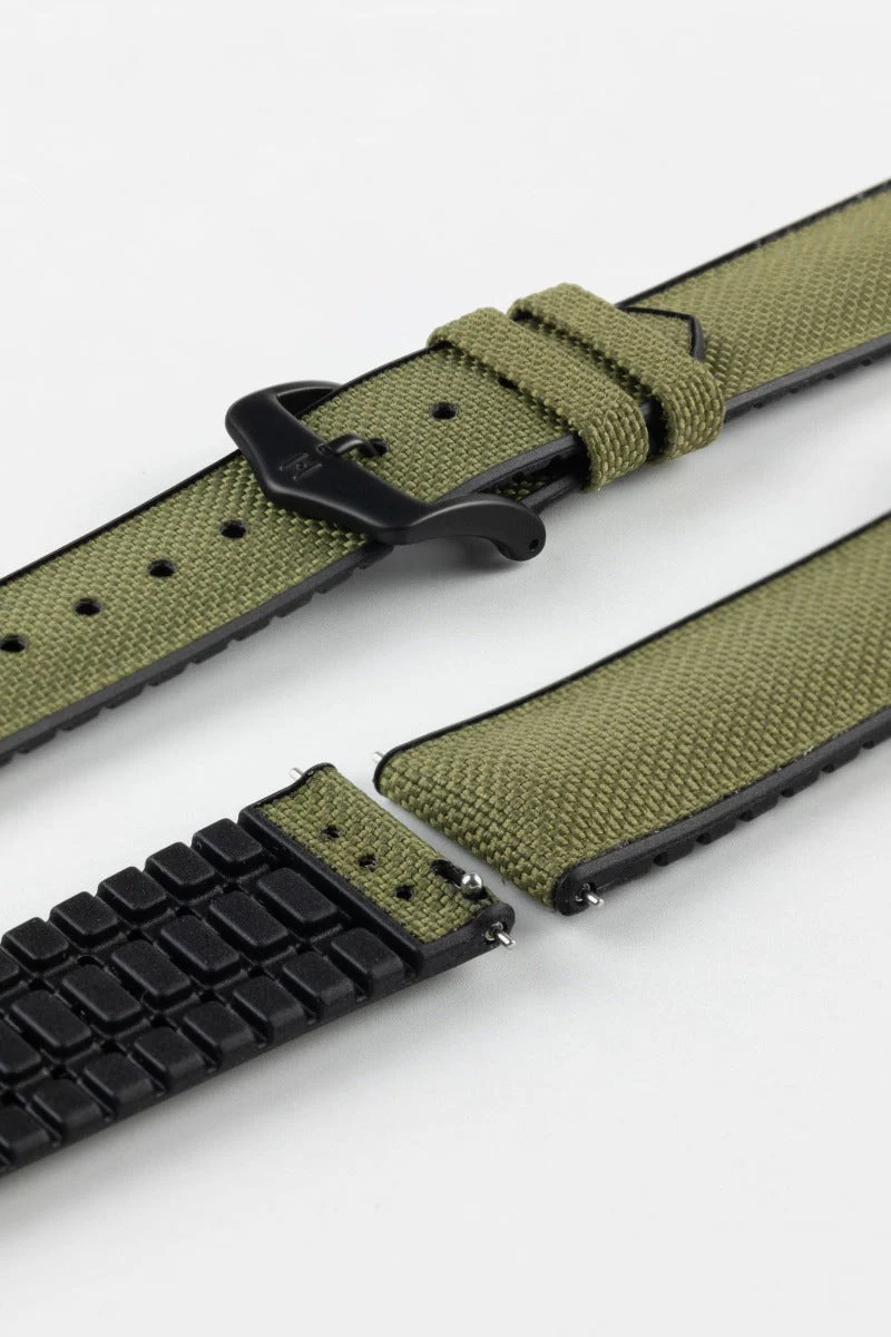 Hirsch ARNE Sailcloth Effect Performance Watch Strap - GREEN - Image 9