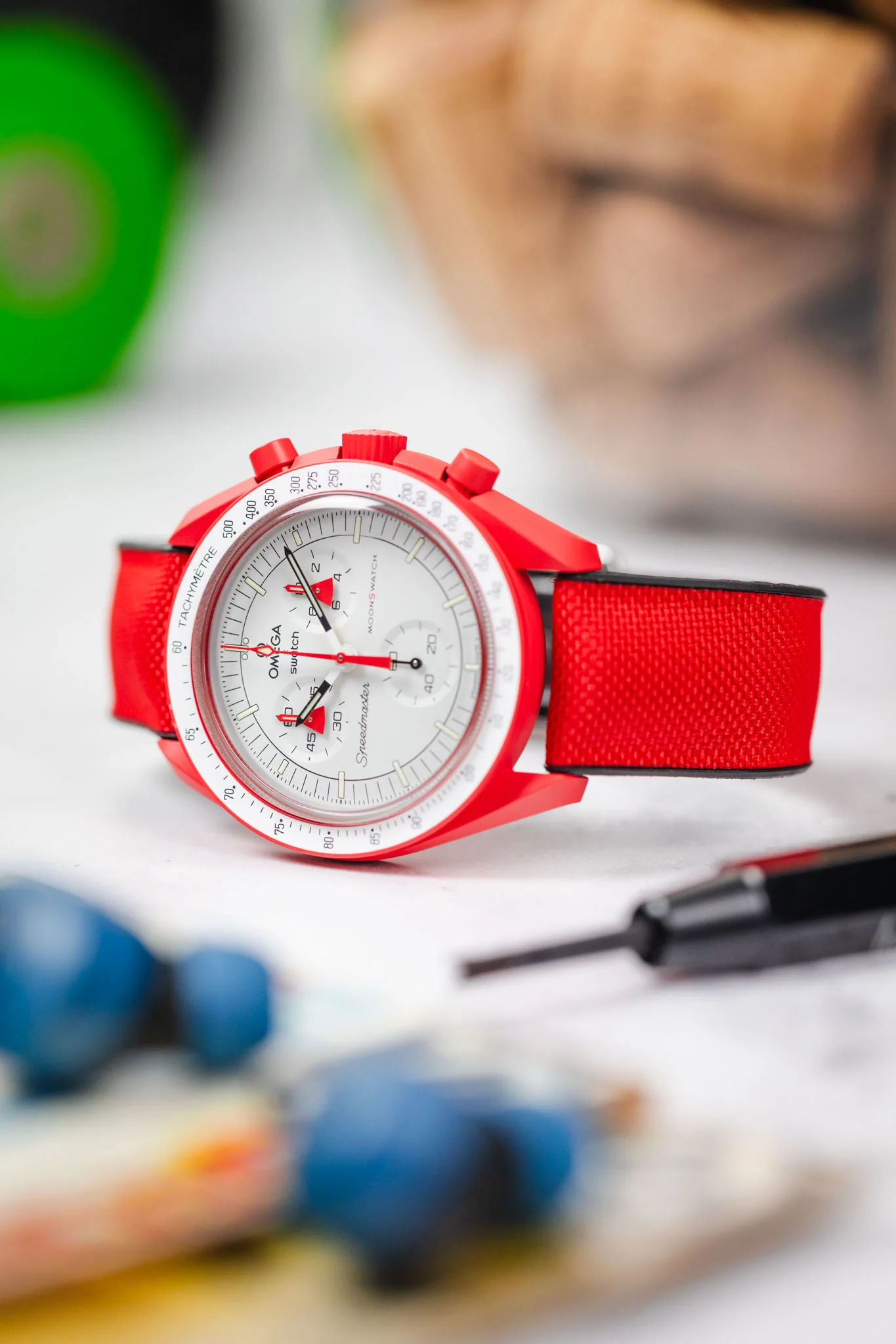 Hirsch ARNE Animal-Free Sailcloth Effect Performance Watch Strap - RED - Image 4