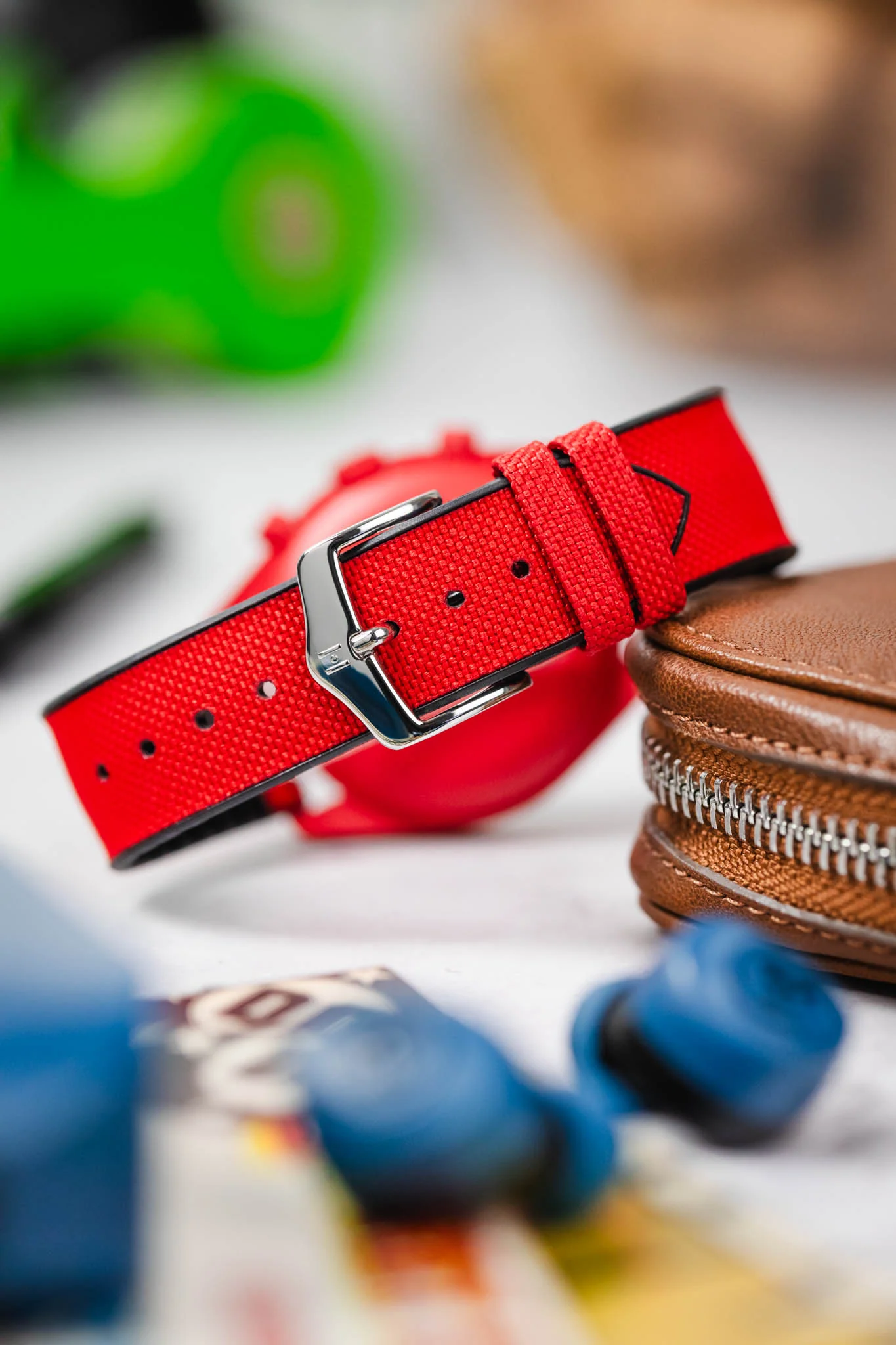 Hirsch ARNE Animal-Free Sailcloth Effect Performance Watch Strap - RED - Image 6