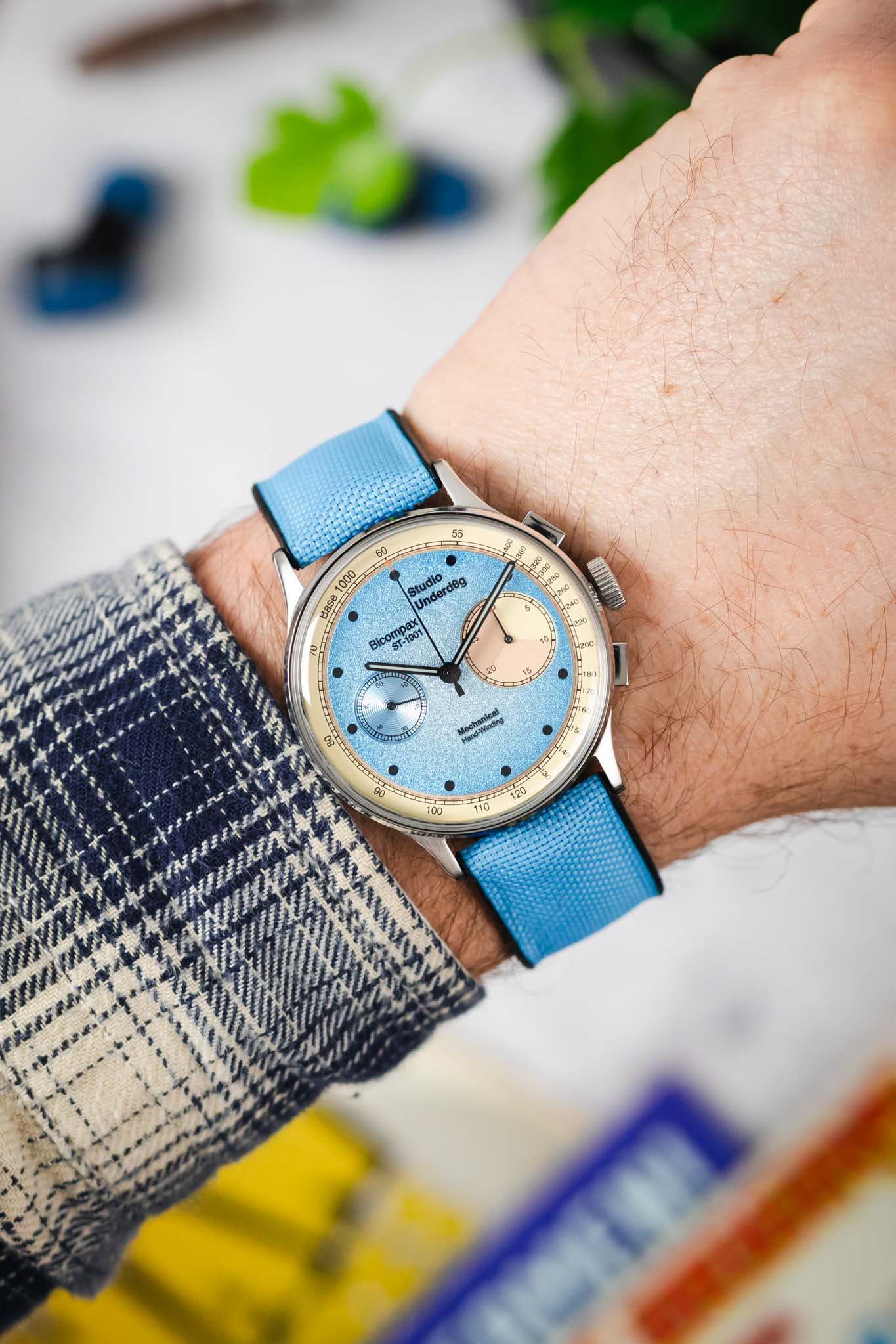 Hirsch ARNE Animal-Free Sailcloth Effect Performance Watch Strap - TURQUOISE - Image 2