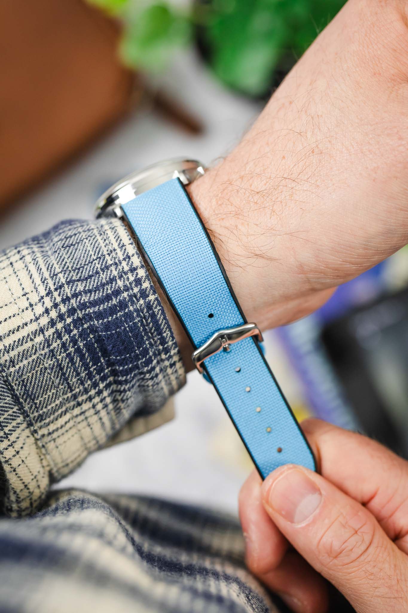 Hirsch ARNE Animal-Free Sailcloth Effect Performance Watch Strap - TURQUOISE - Image 6