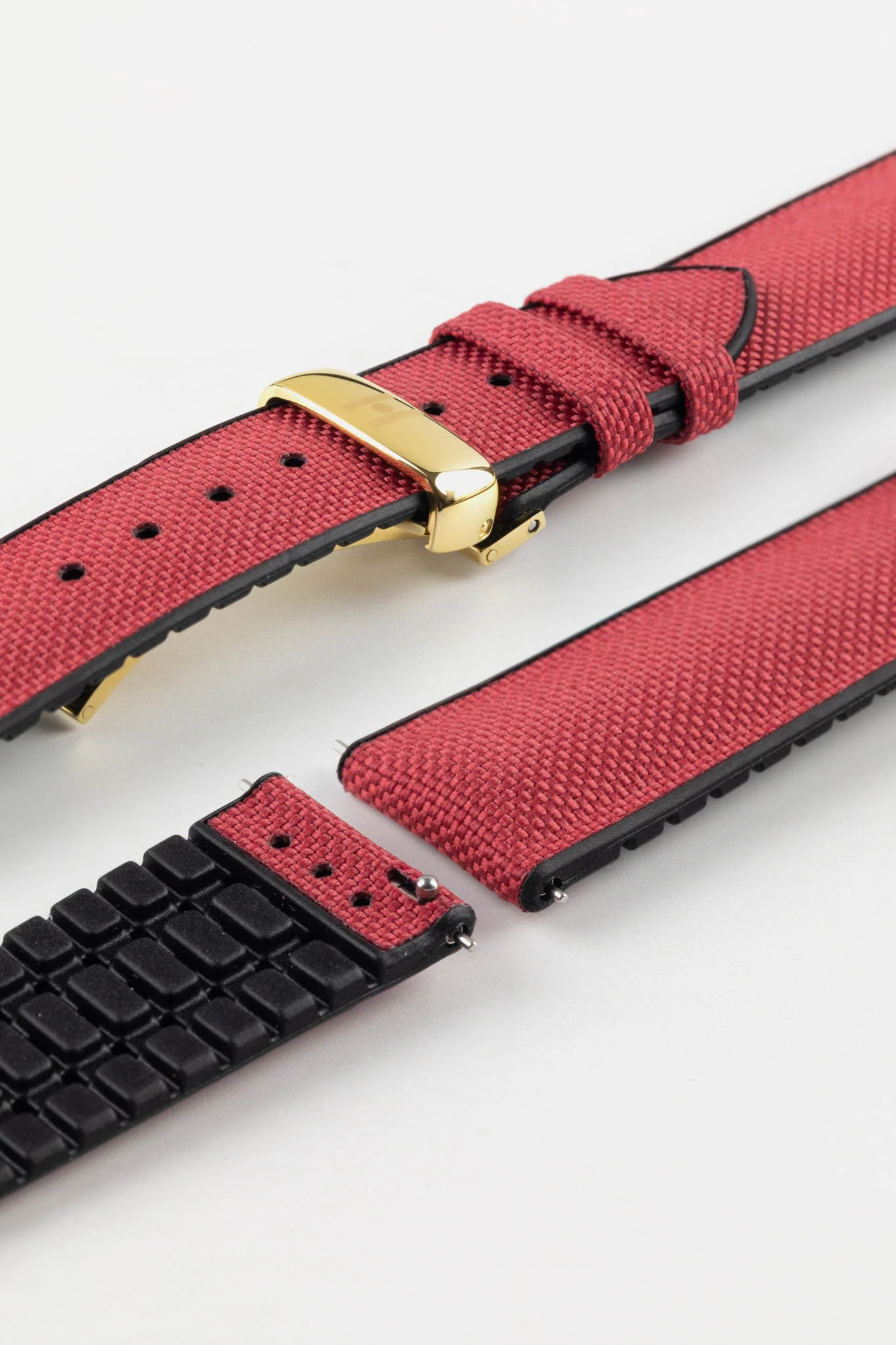 Hirsch ARNE Sailcloth Effect Performance Watch Strap - BURGUNDY - Image 10