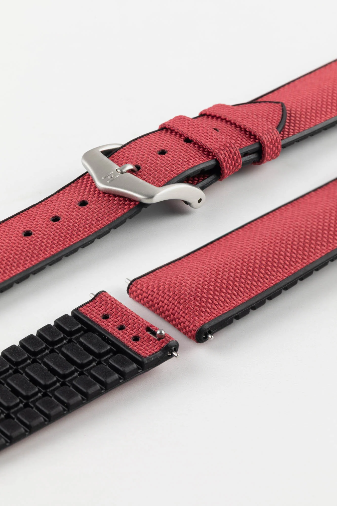 Hirsch ARNE Sailcloth Effect Performance Watch Strap - BURGUNDY - Image 11