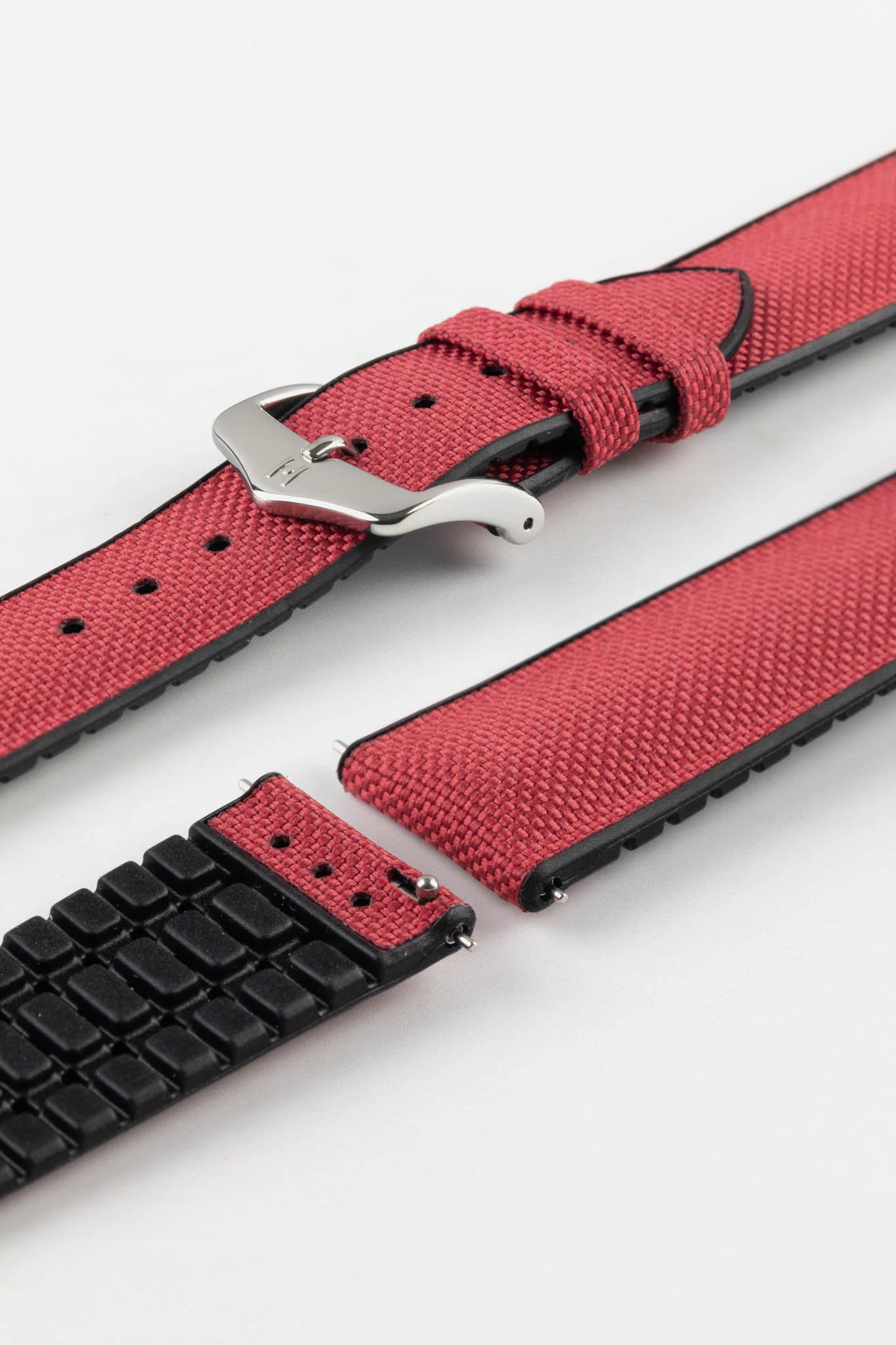 Hirsch ARNE Sailcloth Effect Performance Watch Strap - BURGUNDY - Image 12