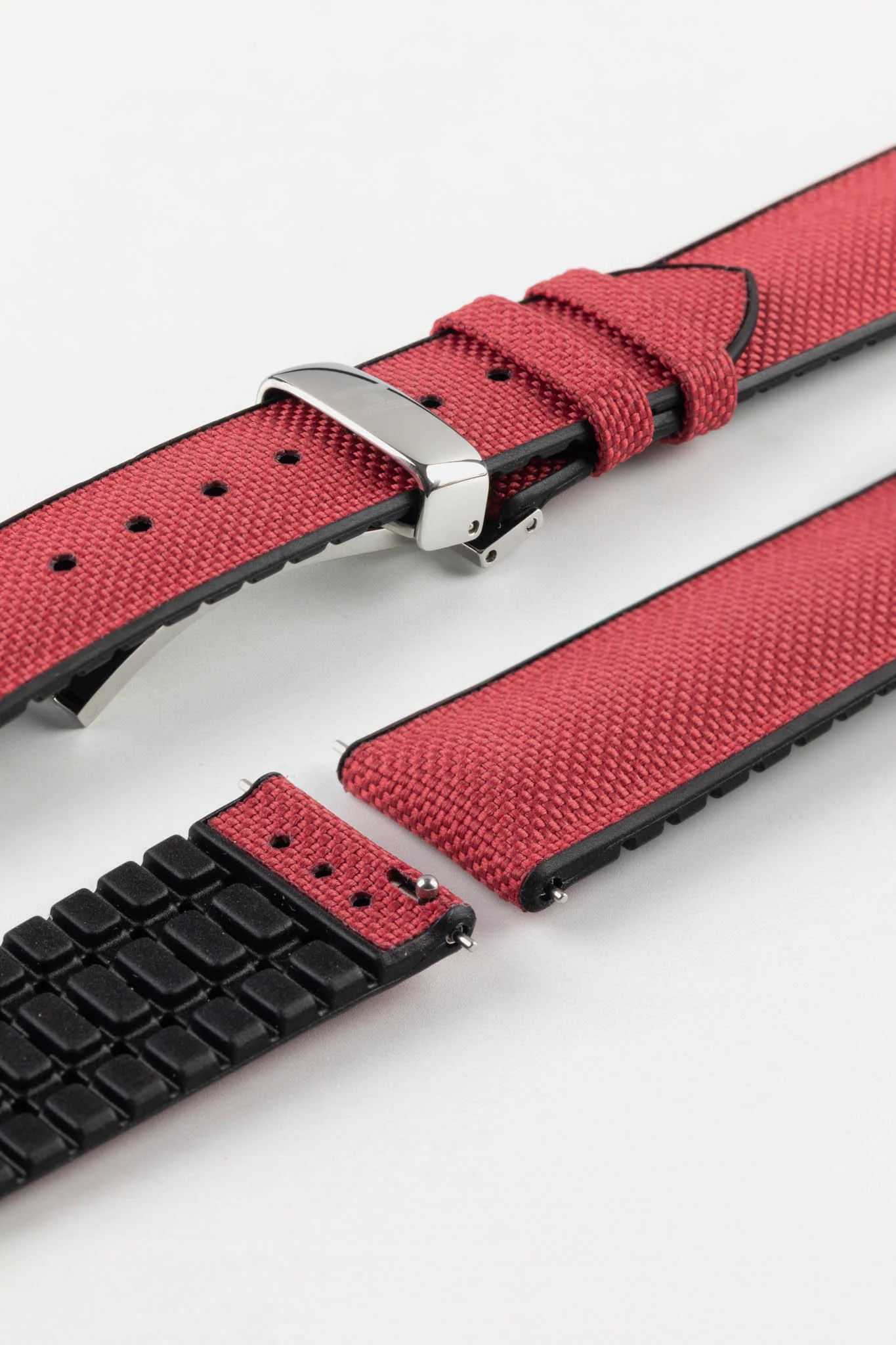 Hirsch ARNE Sailcloth Effect Performance Watch Strap - BURGUNDY - Image 13