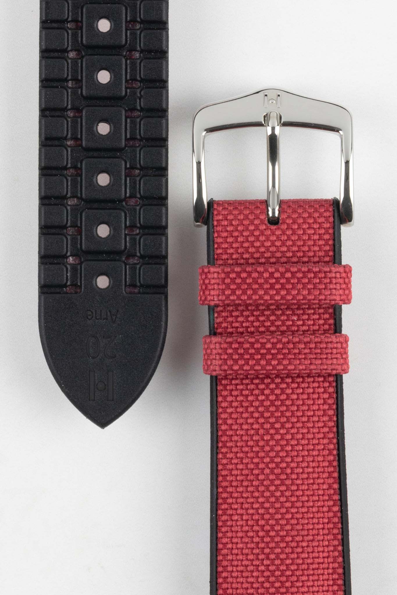 Hirsch ARNE Sailcloth Effect Performance Watch Strap - BURGUNDY - Image 3