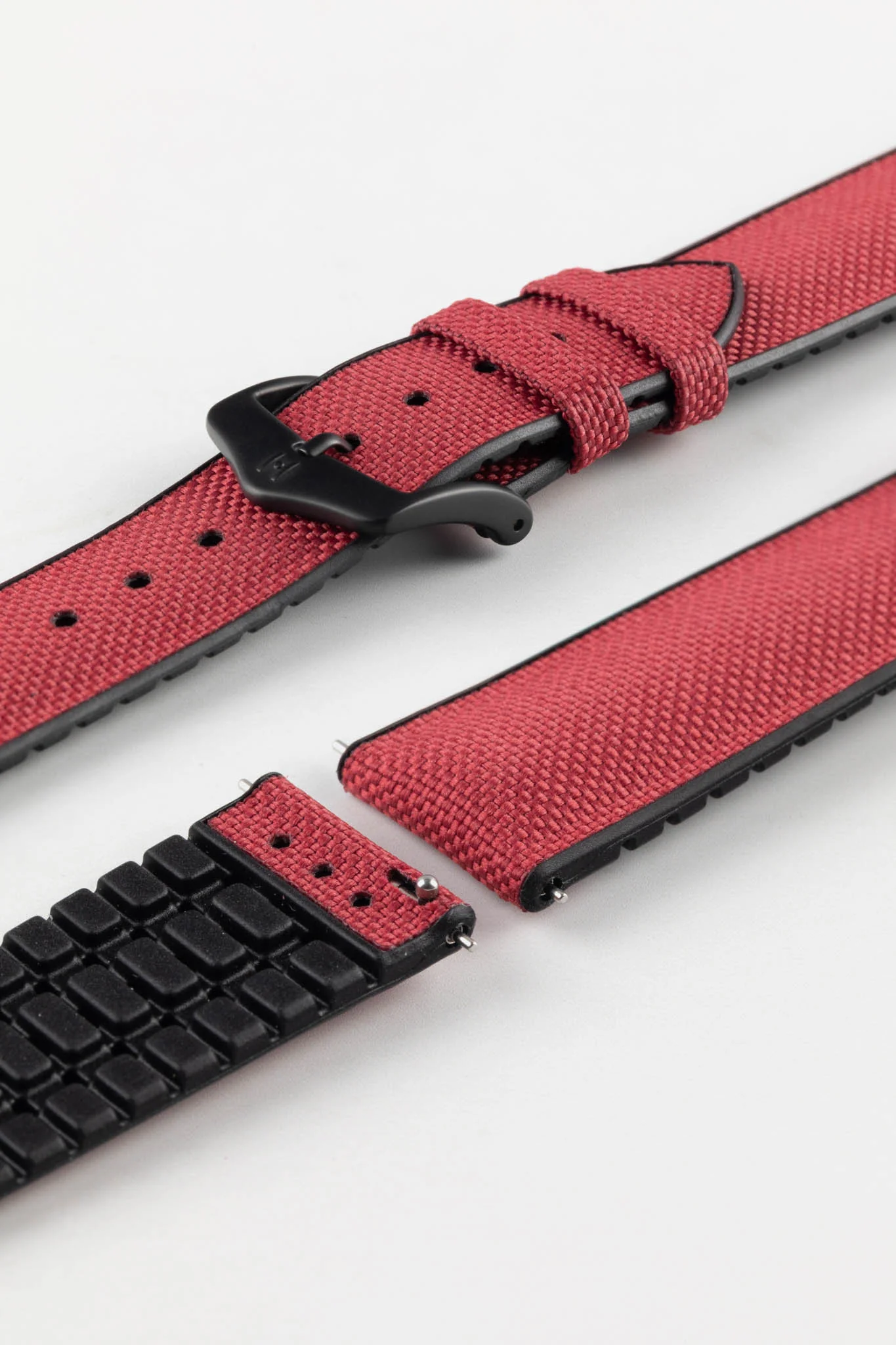 Hirsch ARNE Sailcloth Effect Performance Watch Strap - BURGUNDY - Image 7