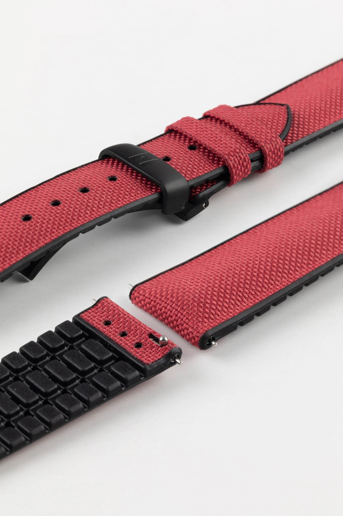 Hirsch ARNE Sailcloth Effect Performance Watch Strap - BURGUNDY - Image 8