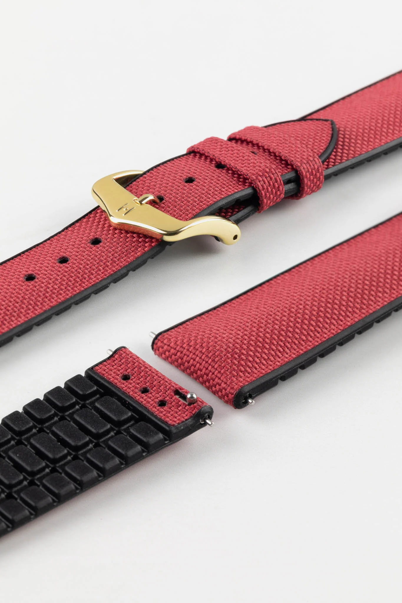 Hirsch ARNE Sailcloth Effect Performance Watch Strap - BURGUNDY - Image 9