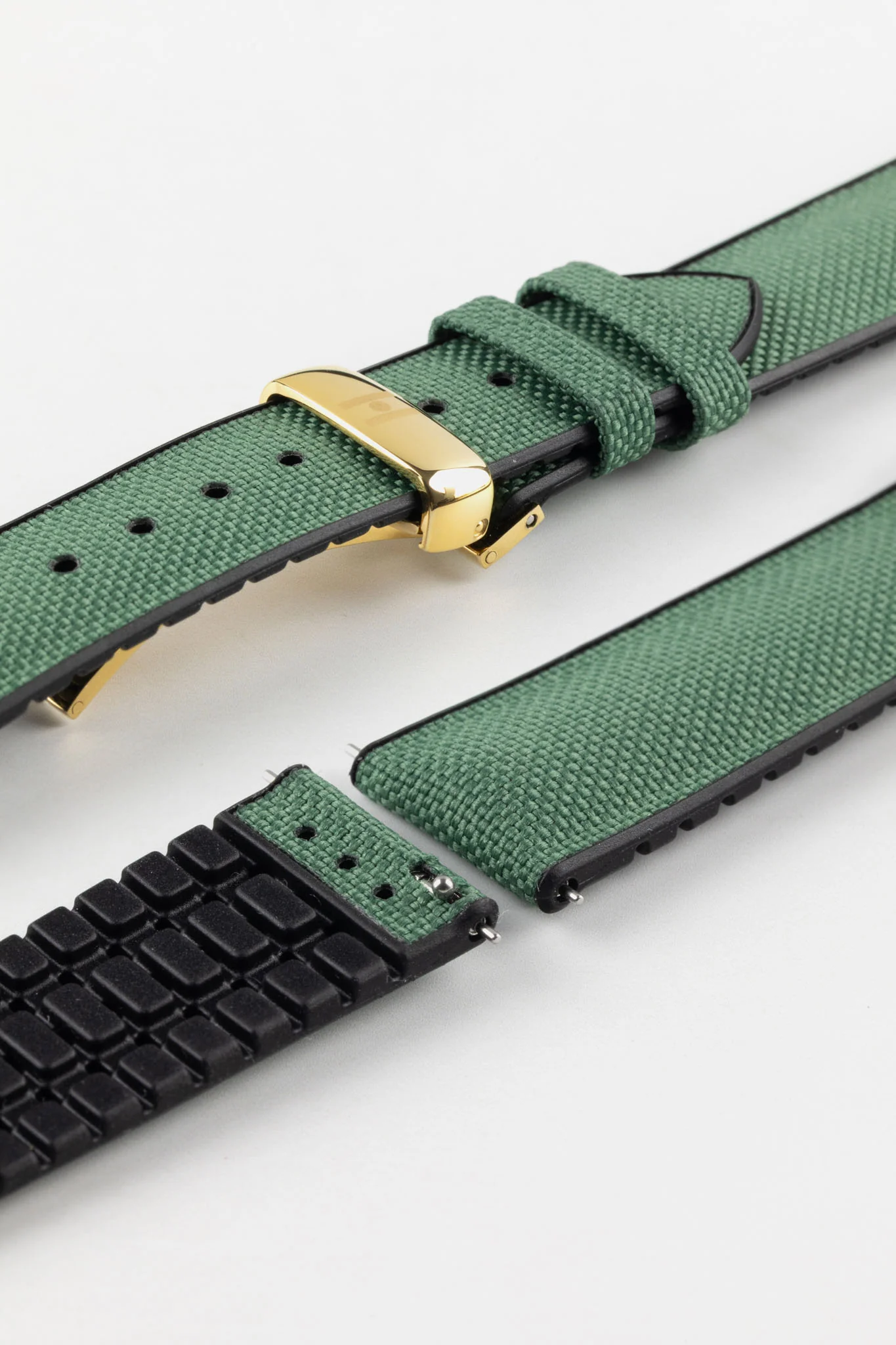 Hirsch ARNE Sailcloth Effect Performance Watch Strap - DARK GREEN - Image 10