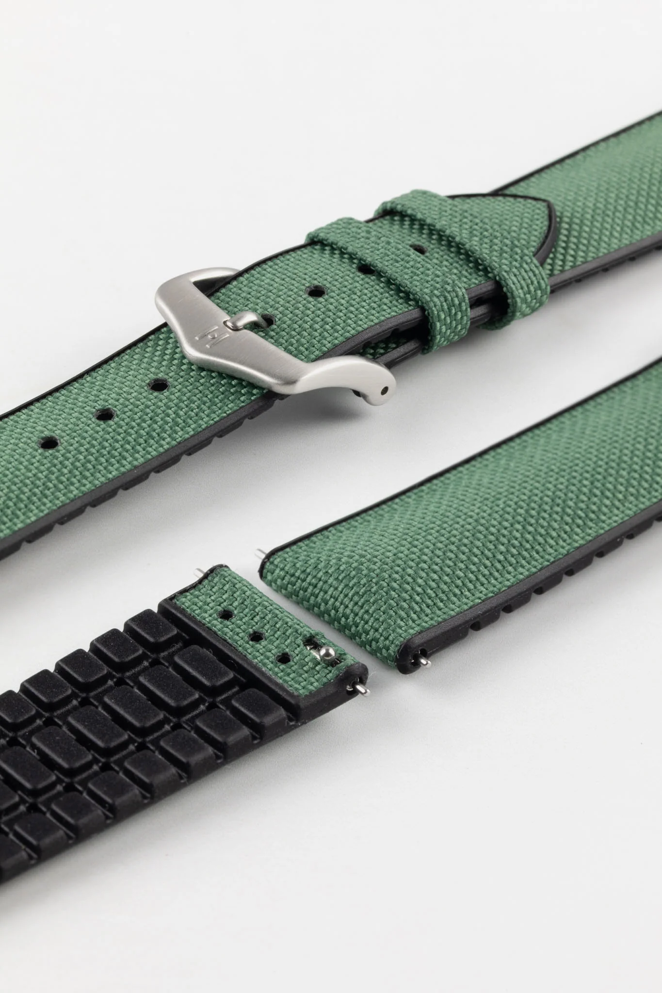 Hirsch ARNE Sailcloth Effect Performance Watch Strap - DARK GREEN - Image 11