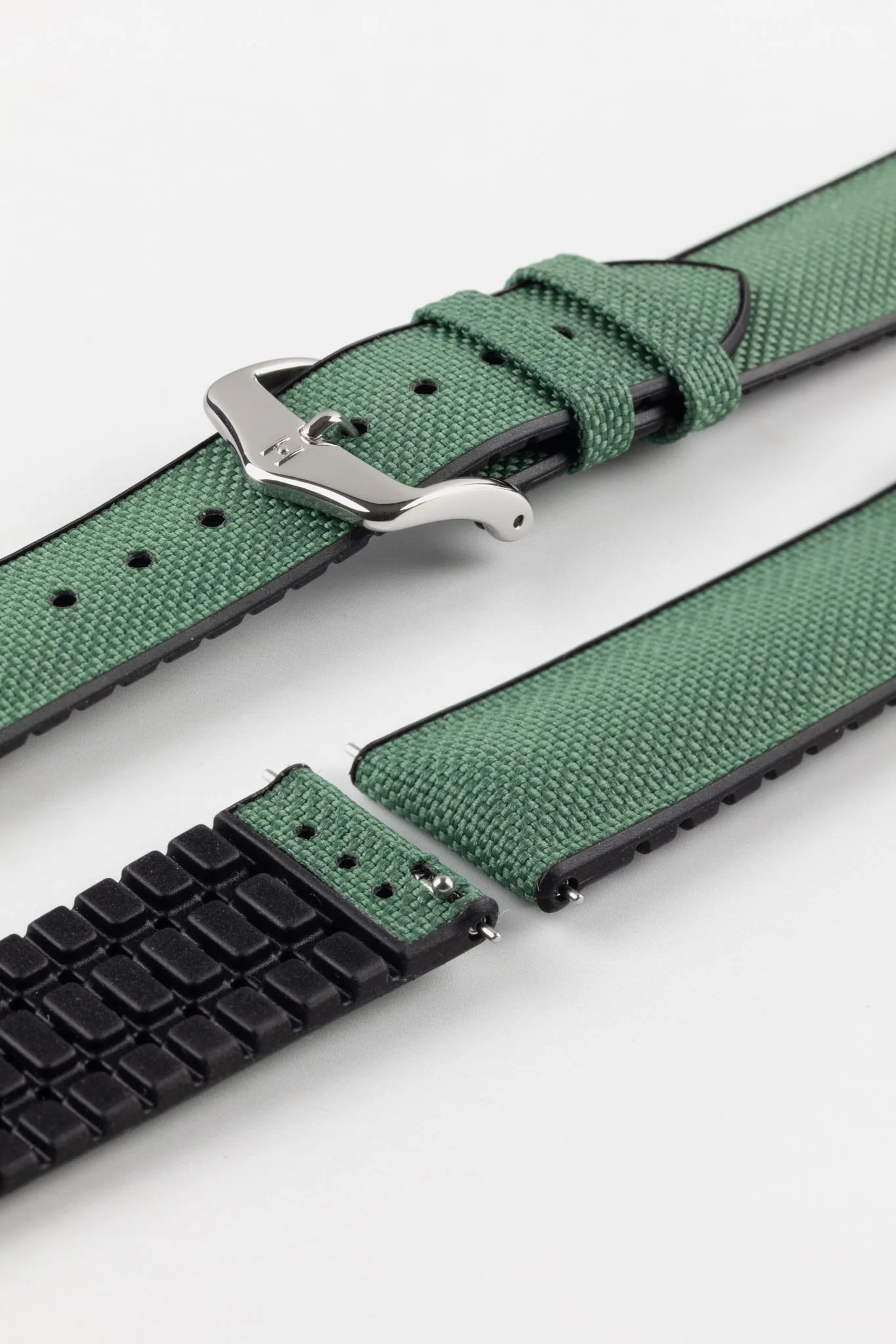 Hirsch ARNE Sailcloth Effect Performance Watch Strap - DARK GREEN - Image 12