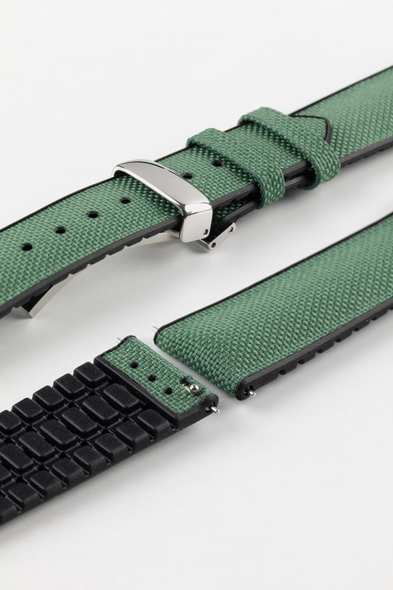Hirsch ARNE Sailcloth Effect Performance Watch Strap - DARK GREEN - Image 13