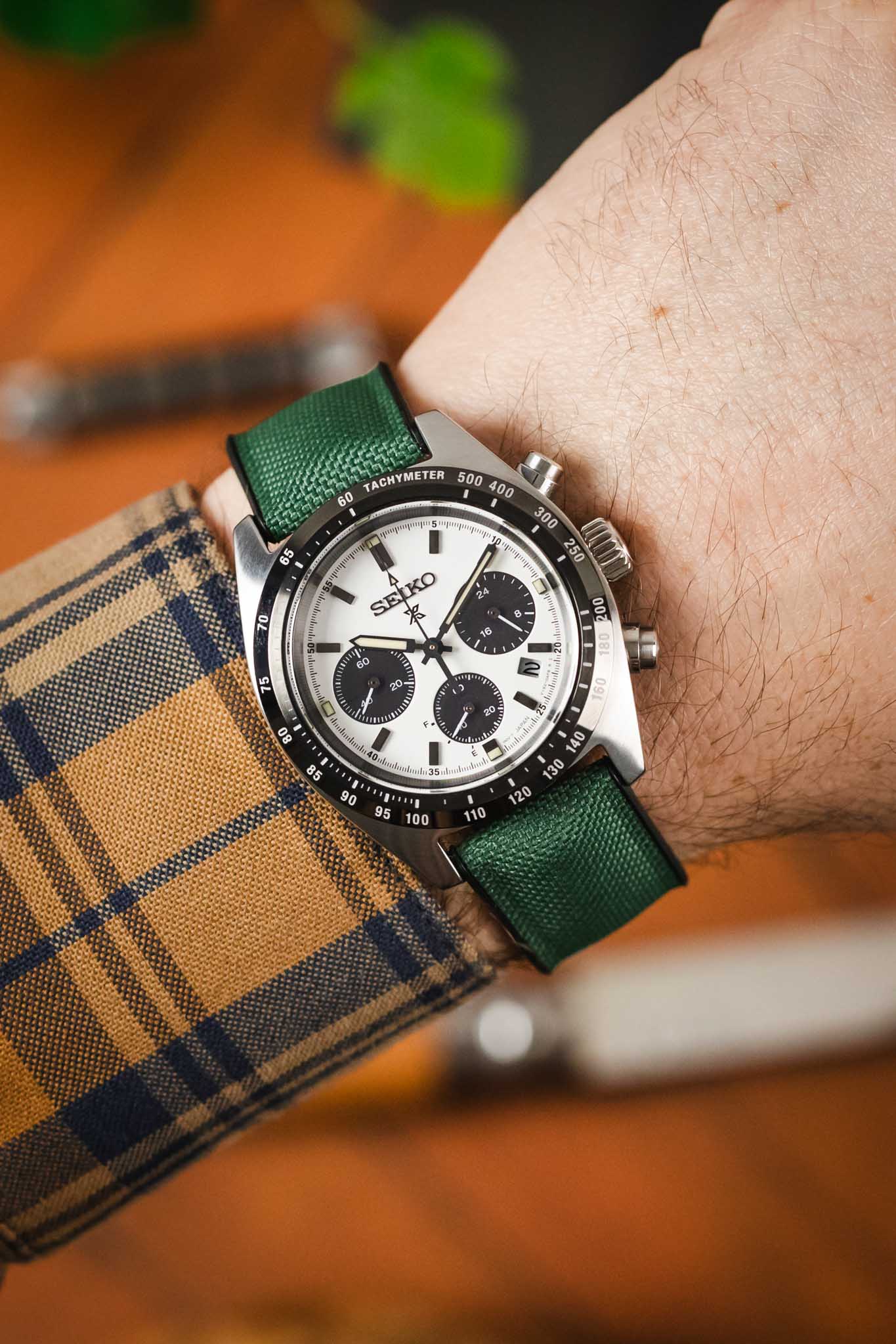 Hirsch ARNE Sailcloth Effect Performance Watch Strap - DARK GREEN - Image 2