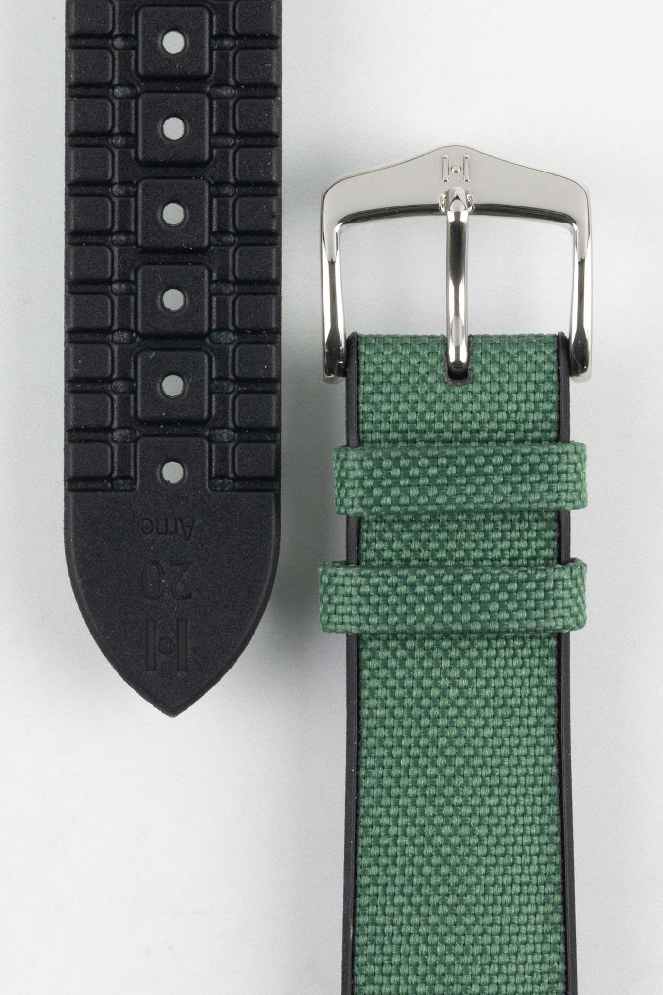 Hirsch ARNE Sailcloth Effect Performance Watch Strap - DARK GREEN - Image 3
