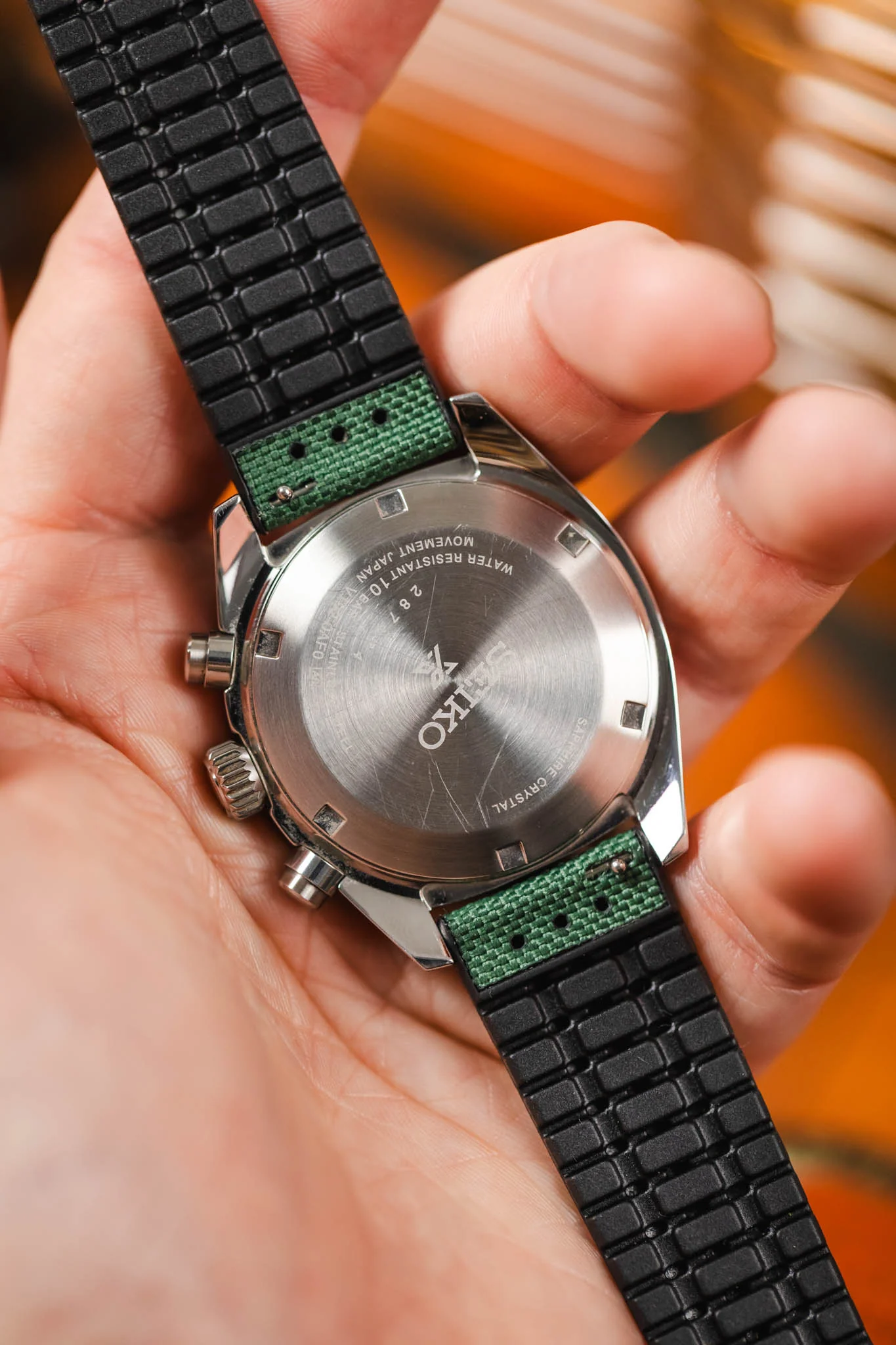 Hirsch ARNE Sailcloth Effect Performance Watch Strap - DARK GREEN - Image 6