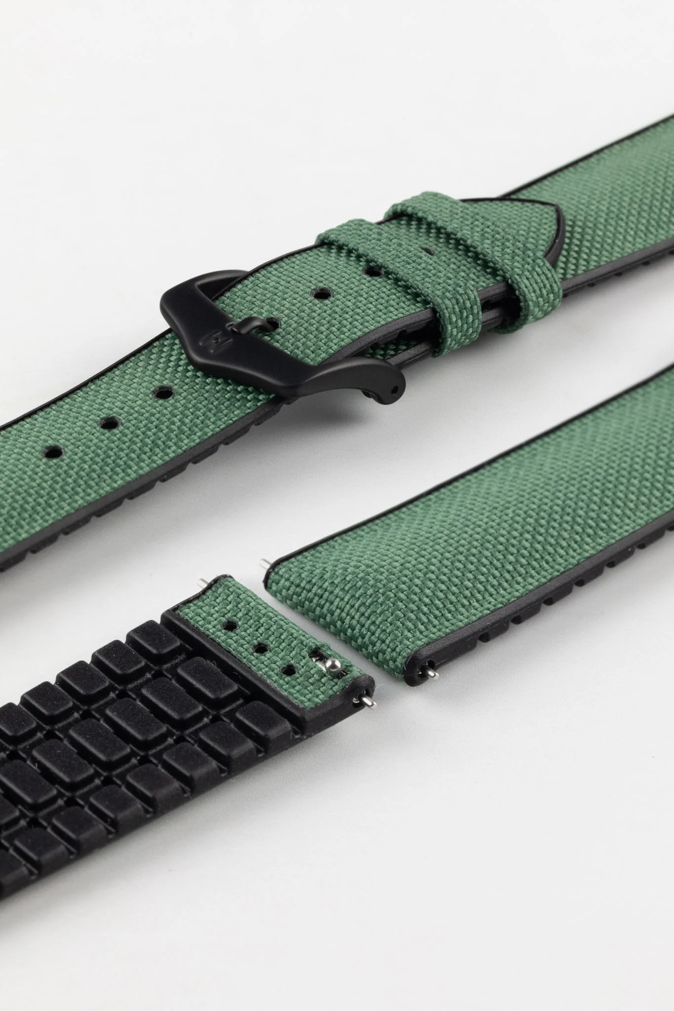 Hirsch ARNE Sailcloth Effect Performance Watch Strap - DARK GREEN - Image 7