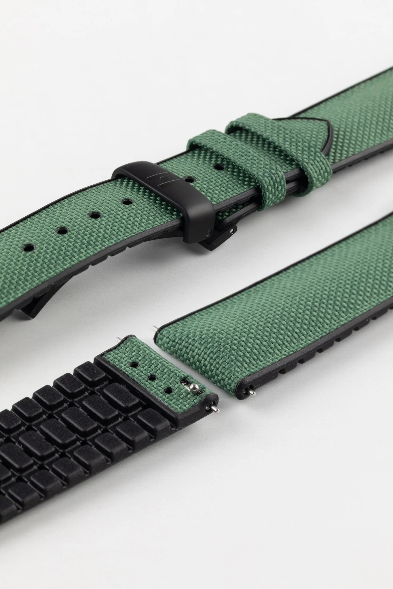 Hirsch ARNE Sailcloth Effect Performance Watch Strap - DARK GREEN - Image 8