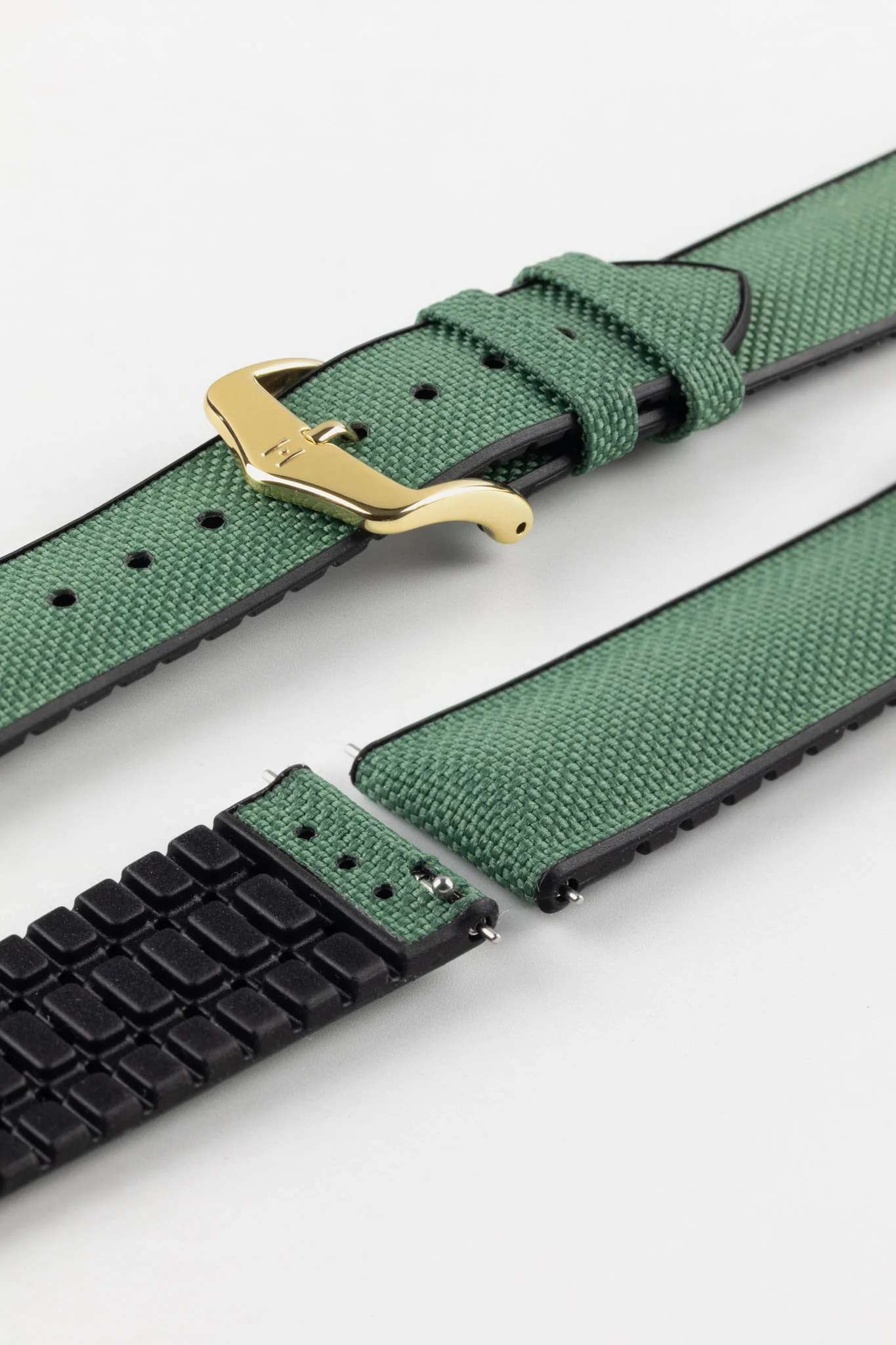Hirsch ARNE Sailcloth Effect Performance Watch Strap - DARK GREEN - Image 9