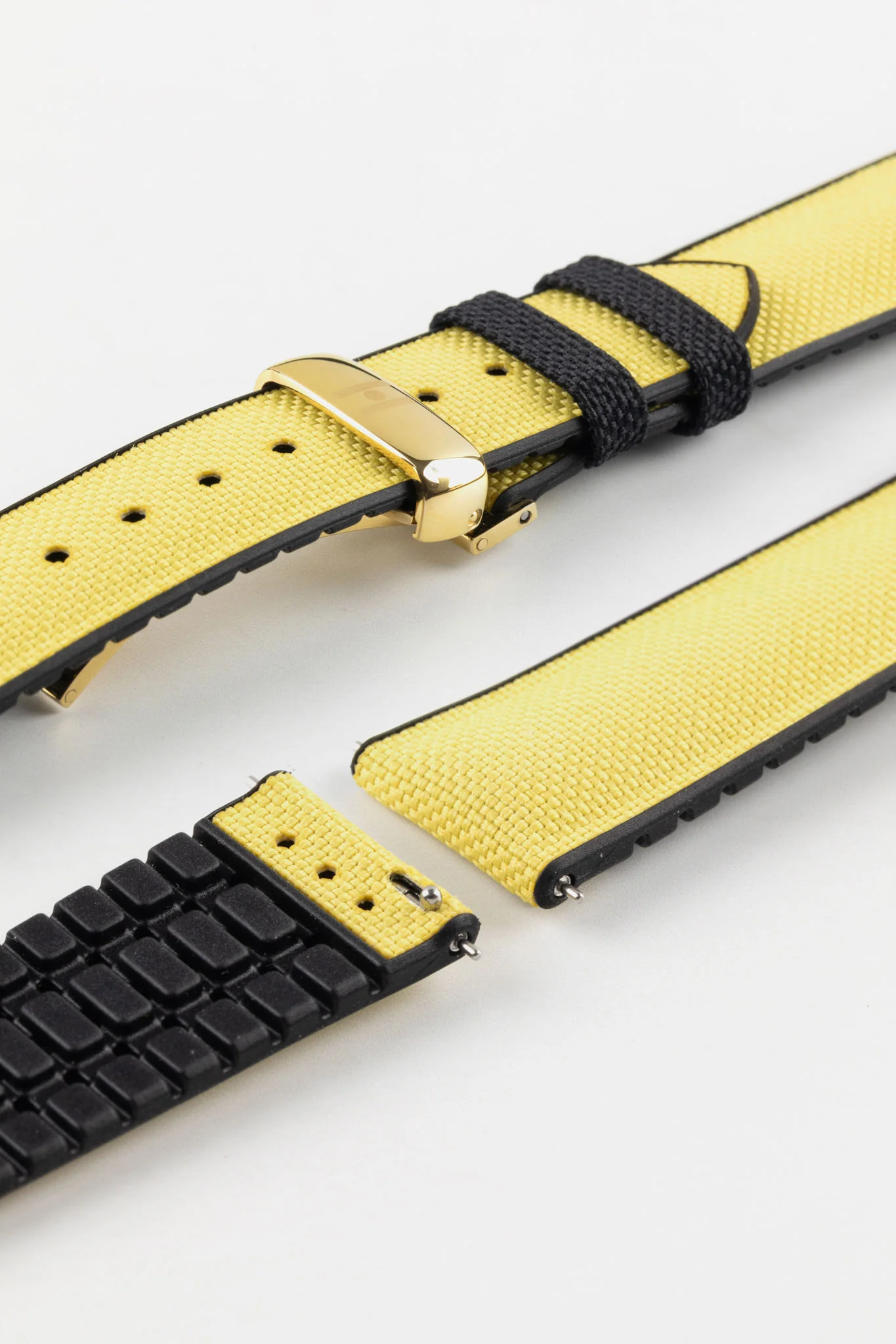 Hirsch ARNE Sailcloth Effect Performance Watch Strap - YELLOW - Image 10