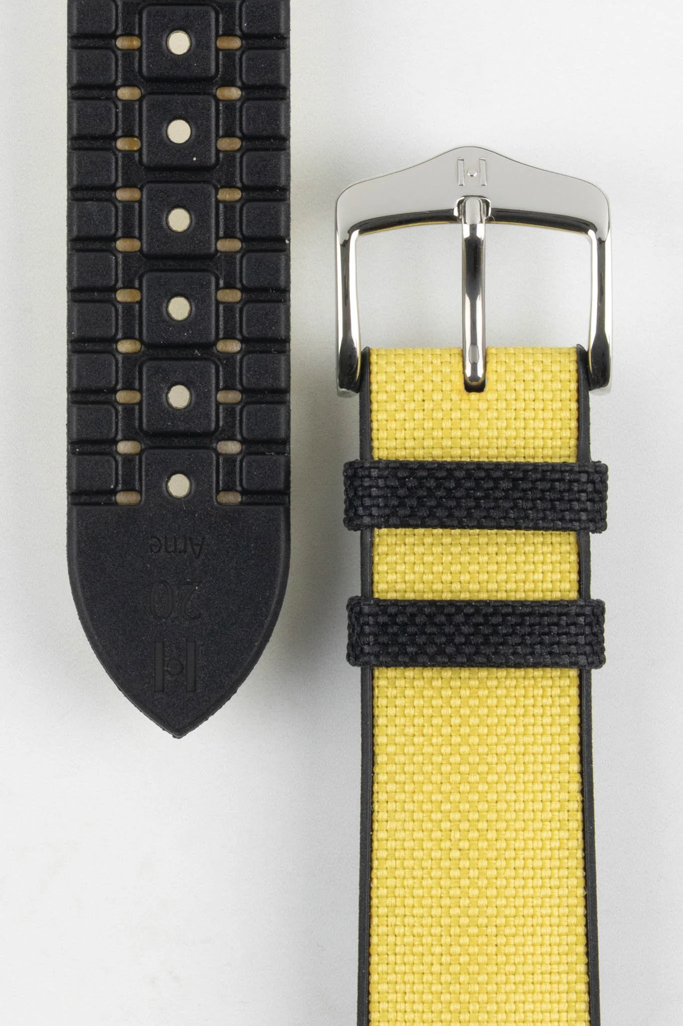 Hirsch ARNE Sailcloth Effect Performance Watch Strap - YELLOW - Image 3