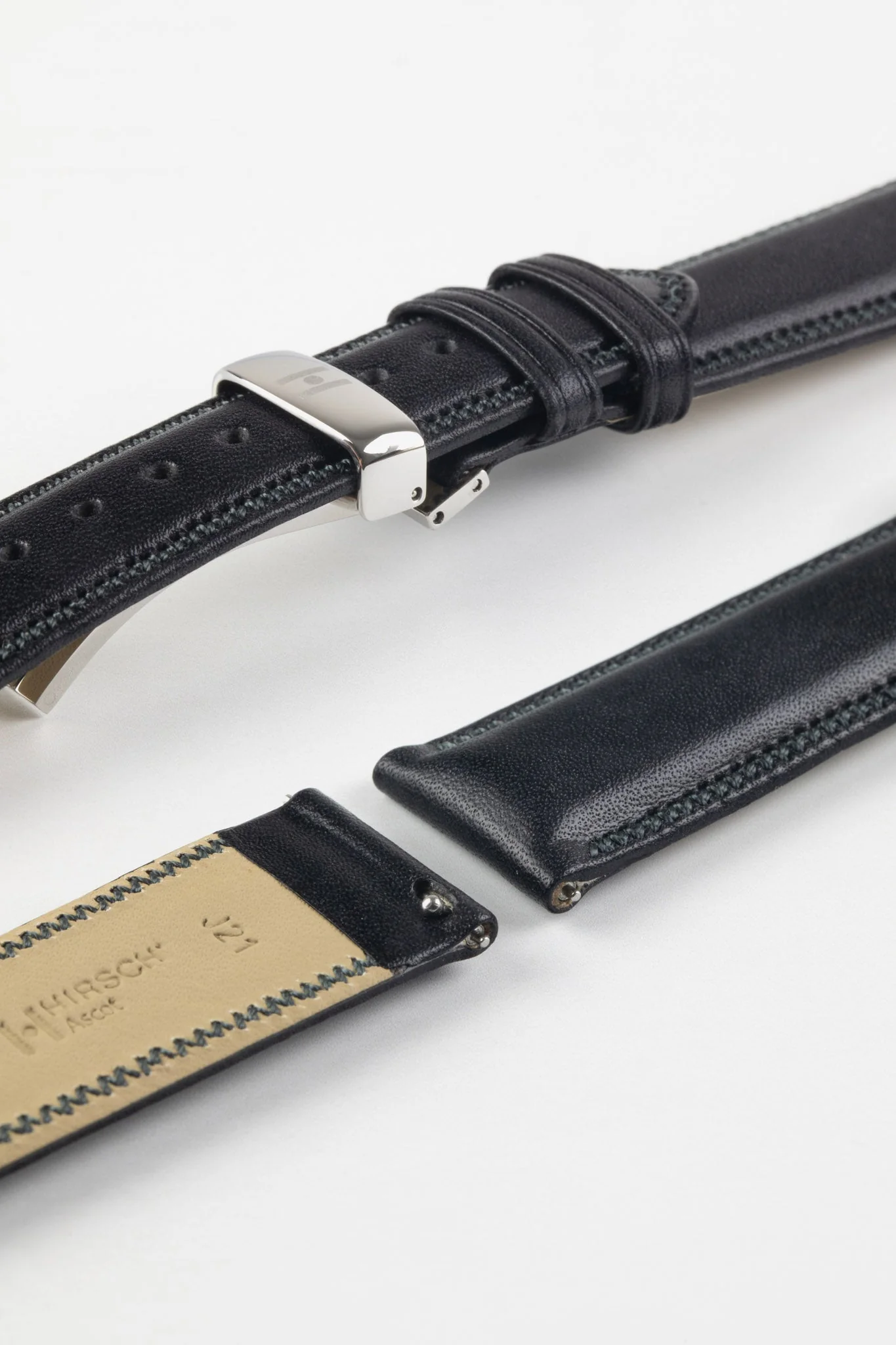 Hirsch ASCOT English Leather Watch Strap in BLACK - Image 10