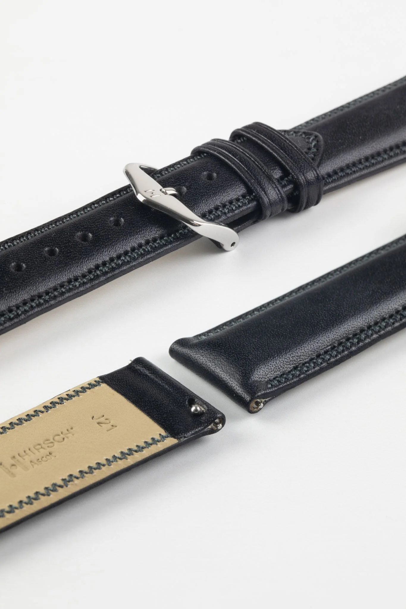 Hirsch ASCOT English Leather Watch Strap in BLACK - Image 7