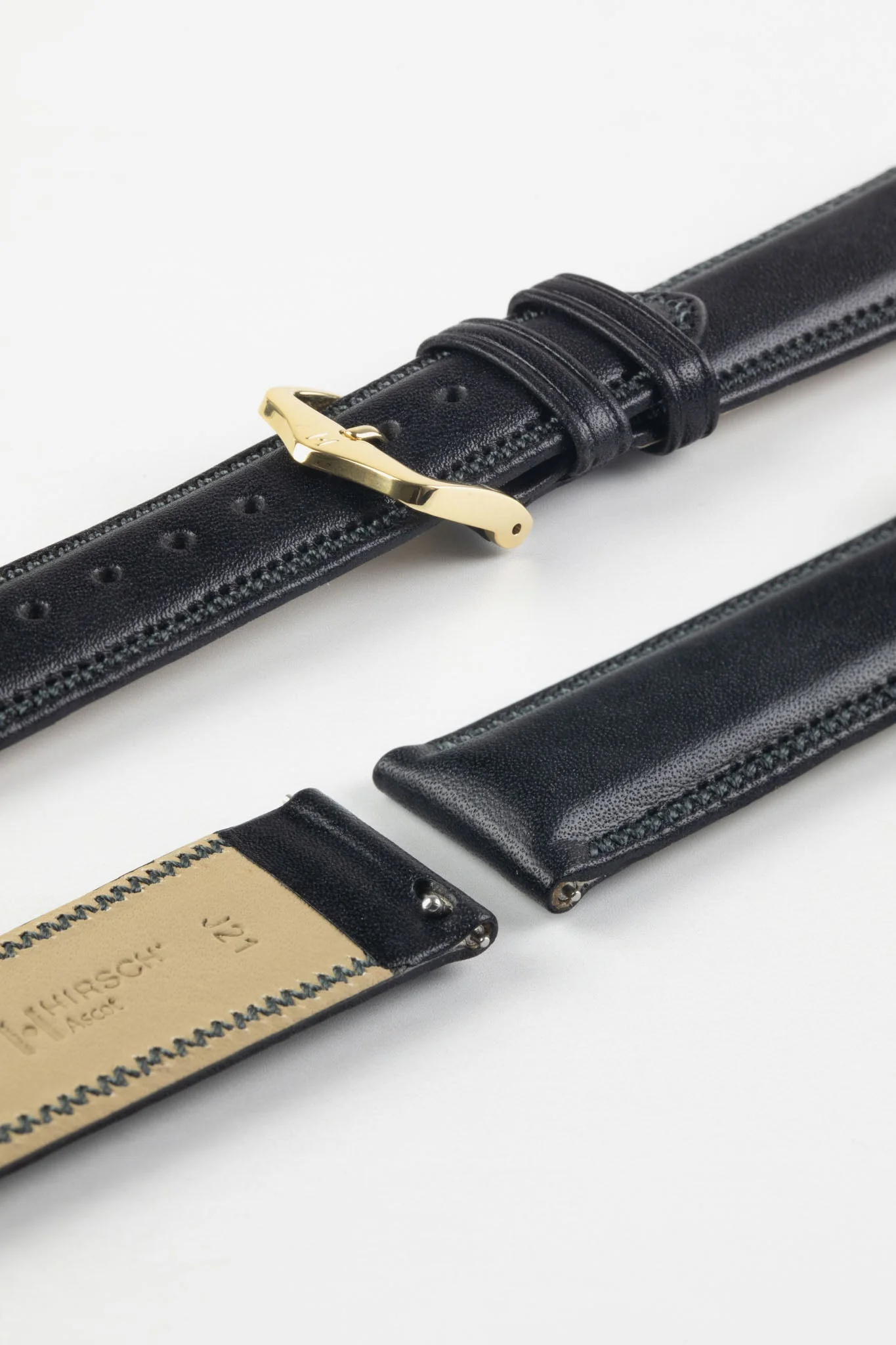 Hirsch ASCOT English Leather Watch Strap in BLACK - Image 8