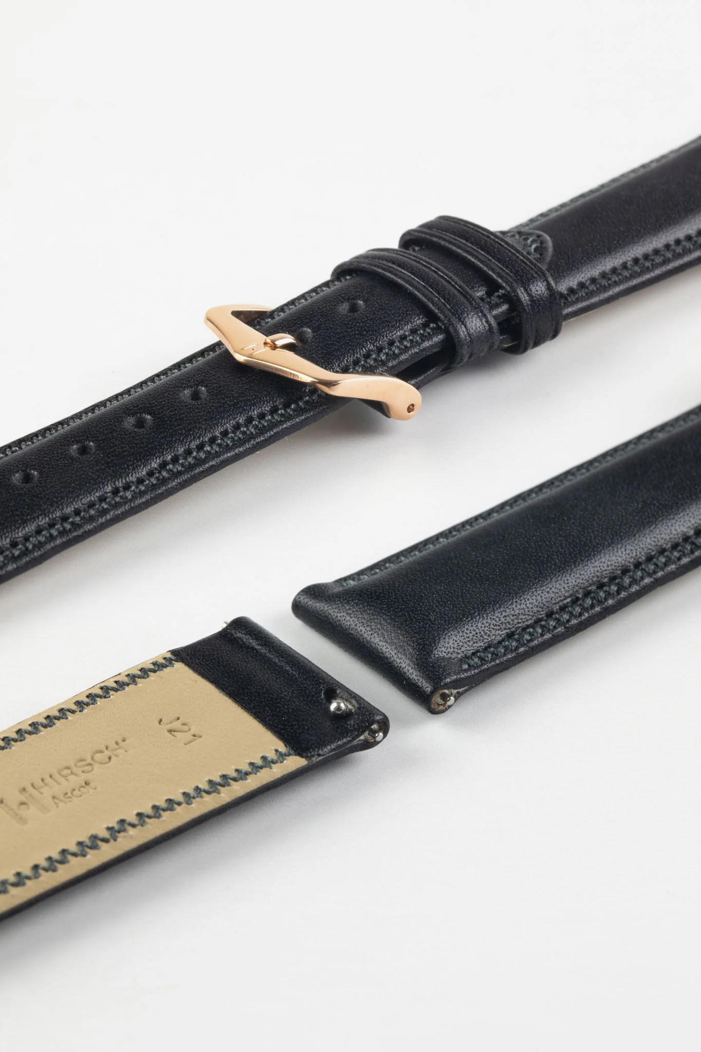 Hirsch ASCOT English Leather Watch Strap in BLACK - Image 9